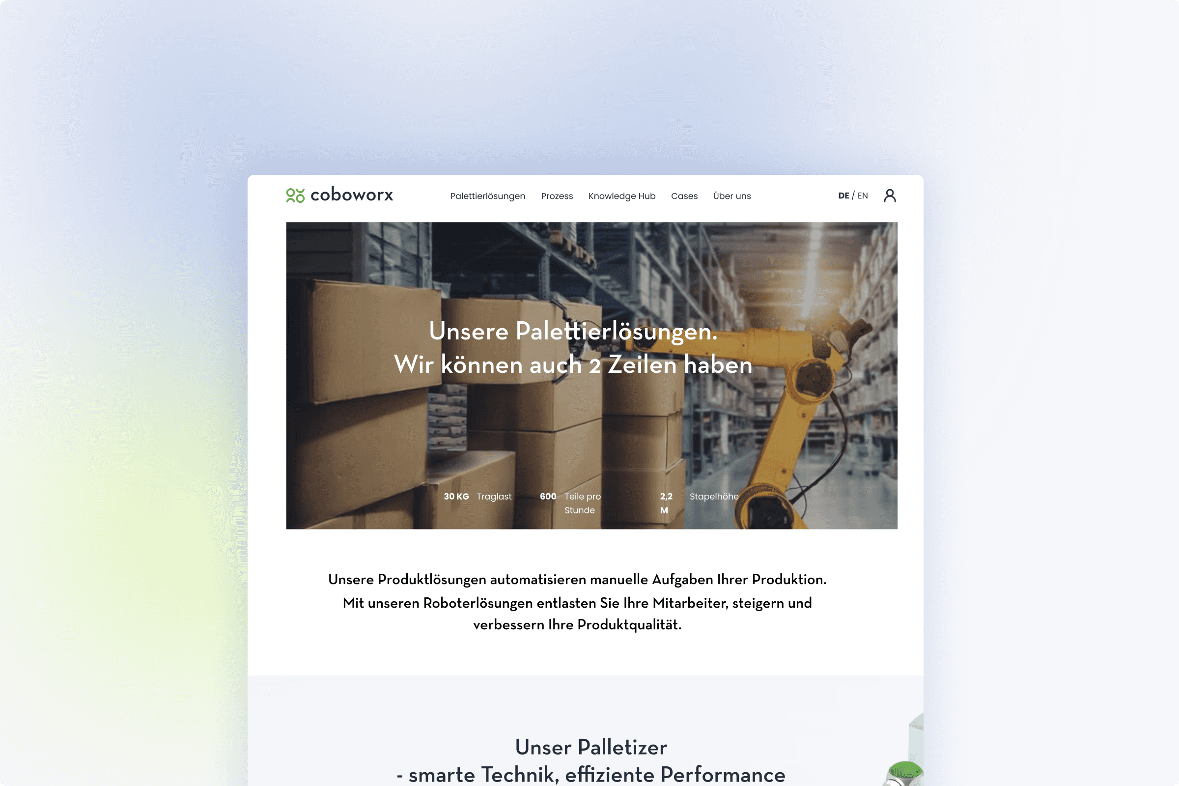 Ansicht der Webseite von coboworx.