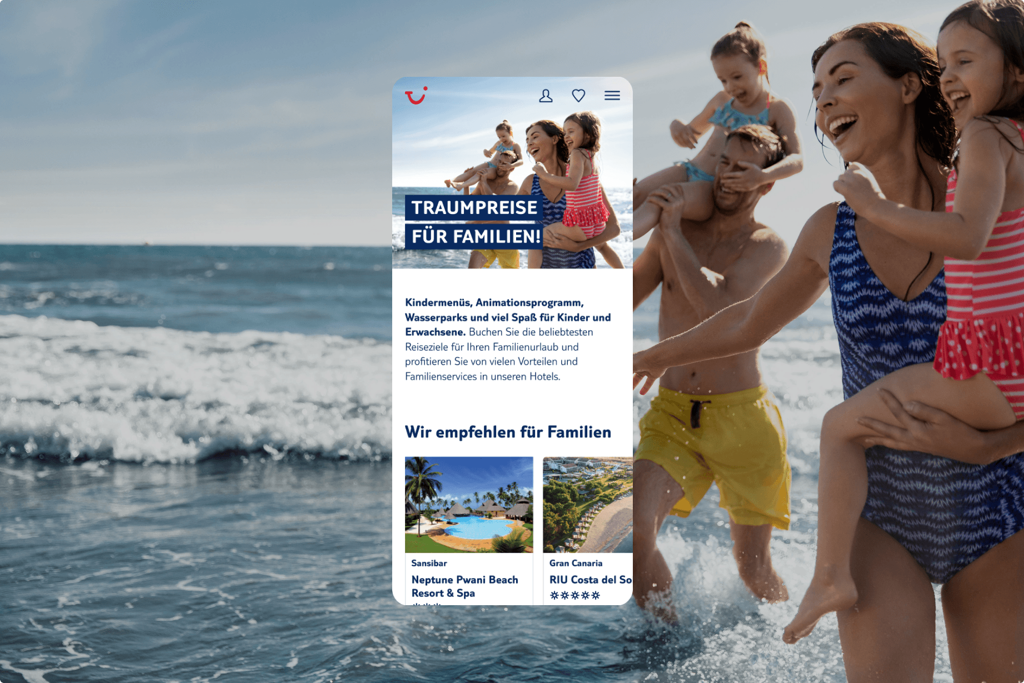 Ansicht der TUI-Webseite.
