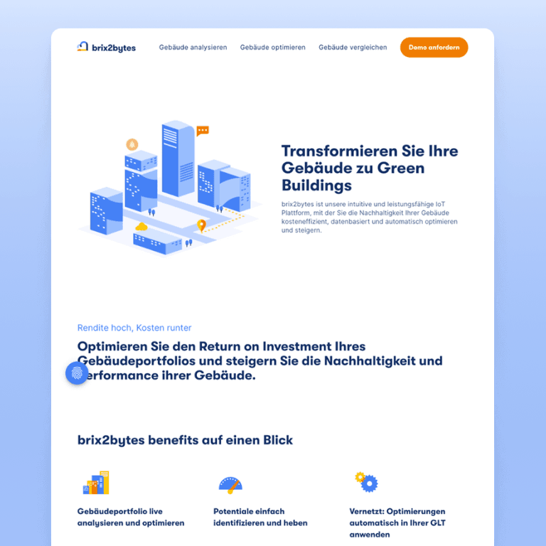 IoT platform for energy management: view of the brix2bytes home page.