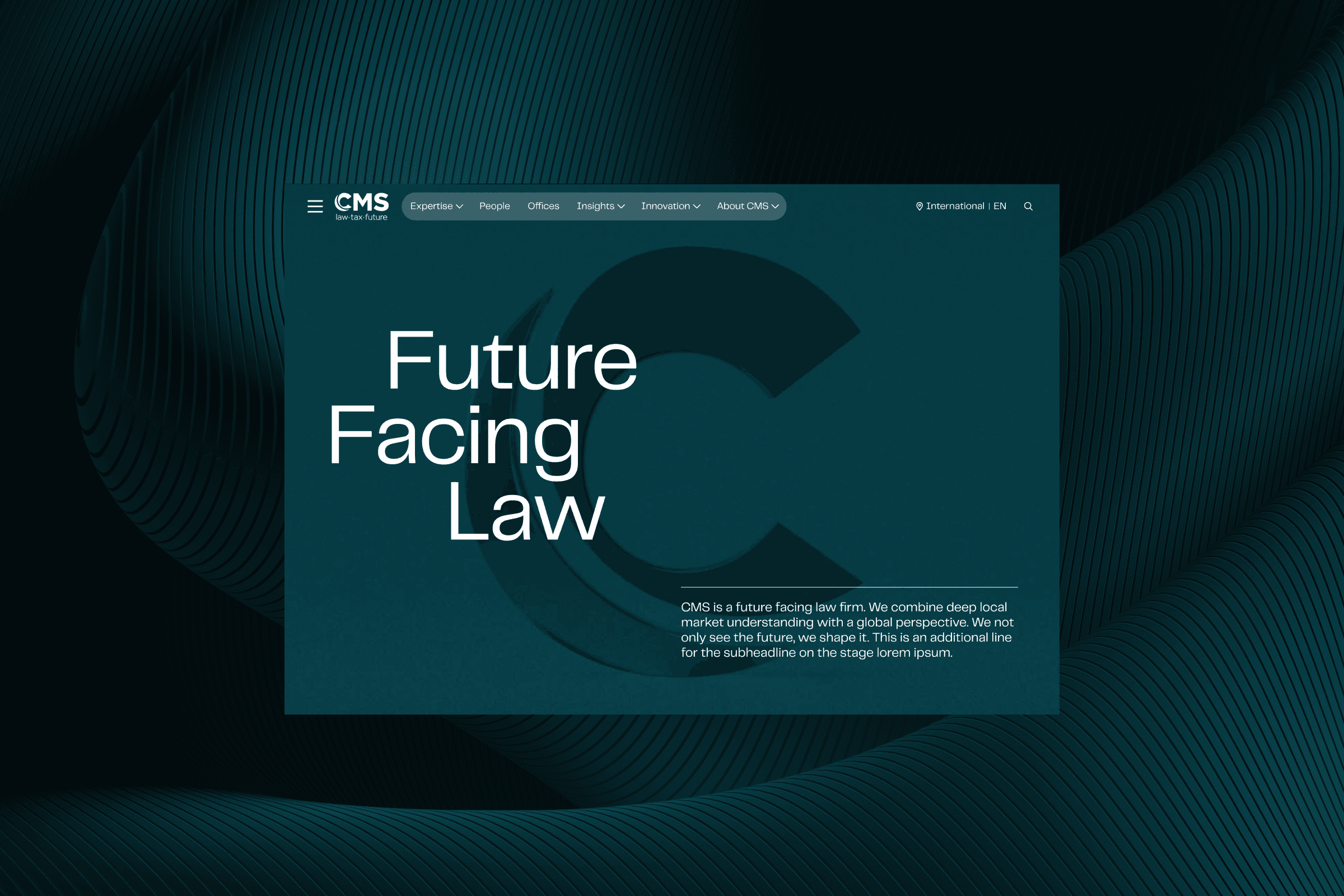 View of the CMS website home page.