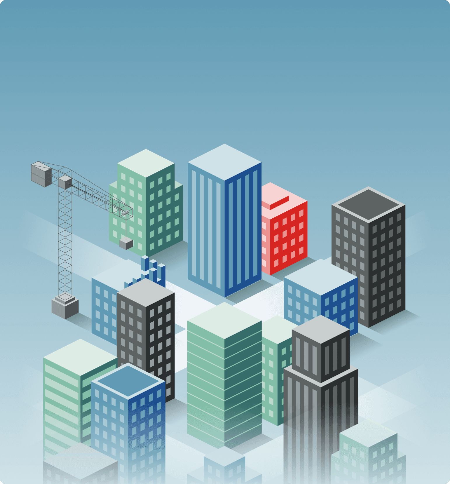 3D graphic of a growing city.