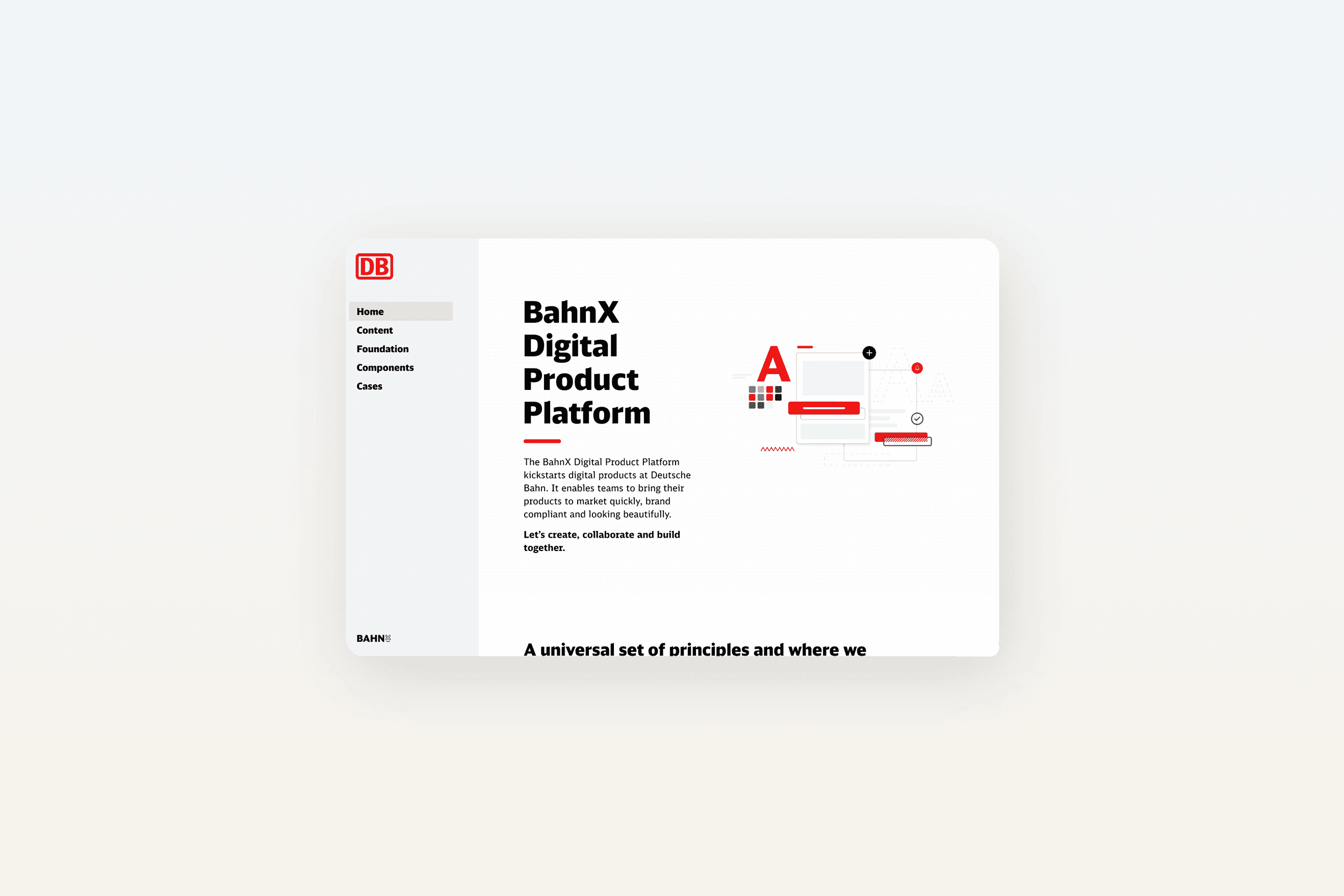 View of the design platform with graphic and the relevant chapters.