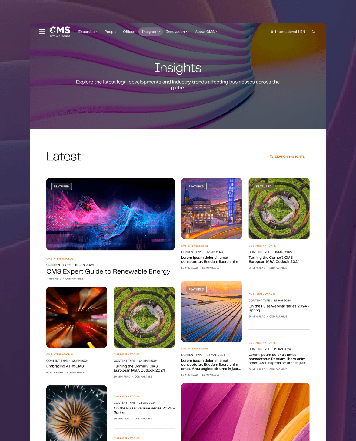 View of the website and the mobile version of the CMS "Insight Hub".